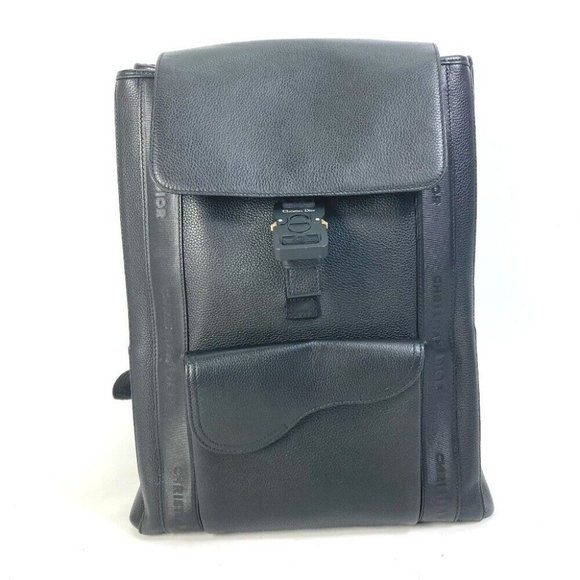 Authenticity Guarantee Dior 1ADBA143SSE Saddle backpack Bag Backpack Leather Bl - Picture 1 of 16